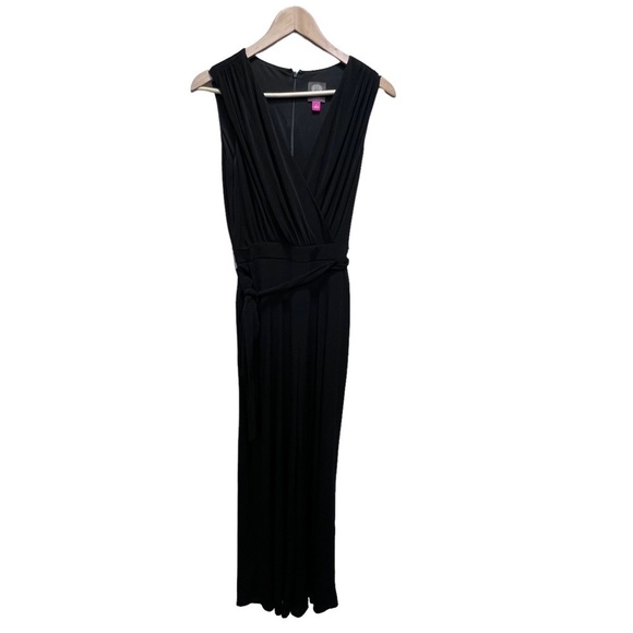 Vince Camuto Faux Wrap Jersey Jumpsuit Black Size Small - Picture 2 of 10